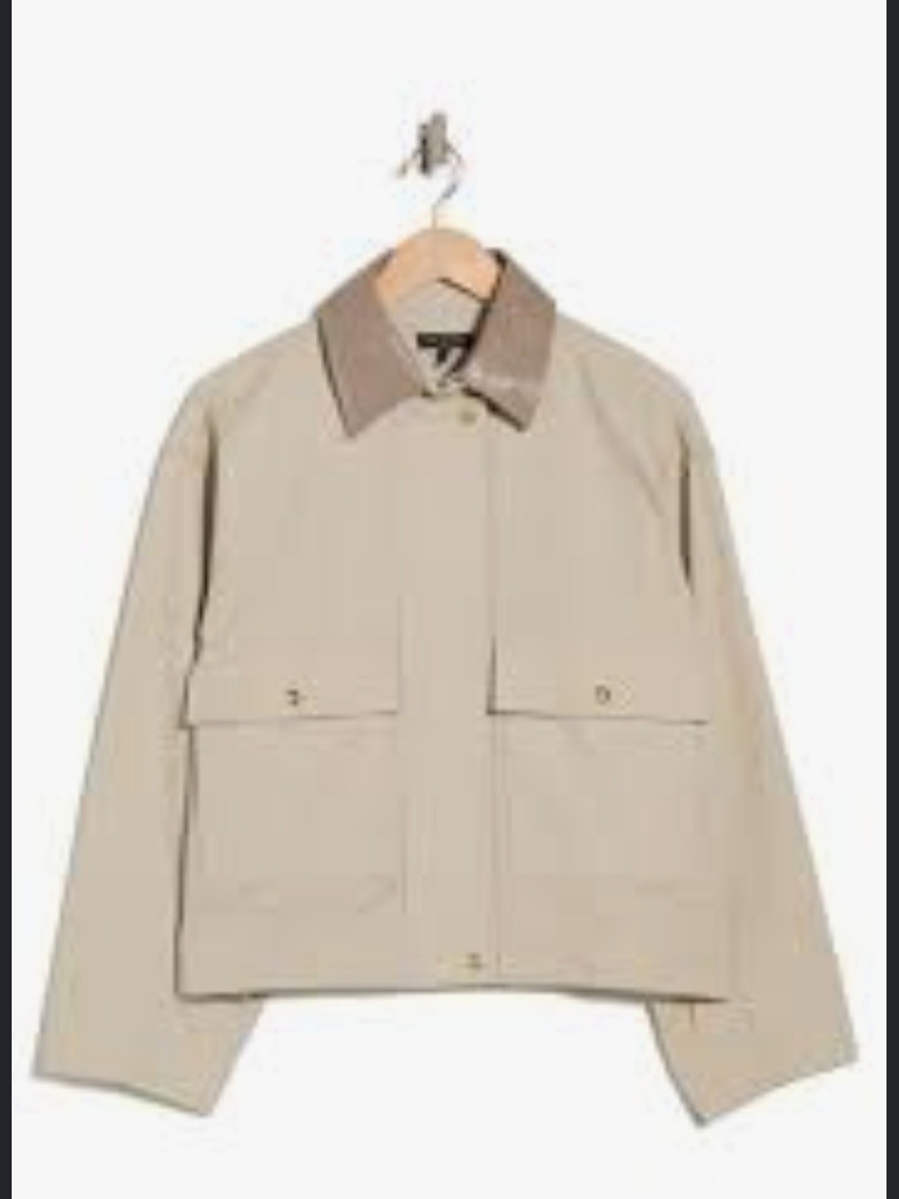 rag & bone Sandstone NESSA Cropped Utility Jacket with Grey Collar Size M